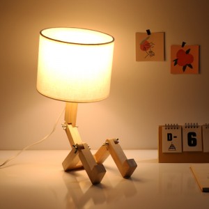 Bedside lamp bedroom Nordic Japanese style personality solid wood simple art desk lamp