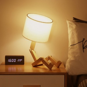 Bedside lamp bedroom Nordic Japanese style personality solid wood simple art desk lamp