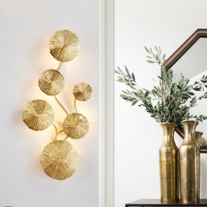 Stainless steel bedside wall lamp bedroom corridor creative personality simple decorative art lotus leaf wall lamp