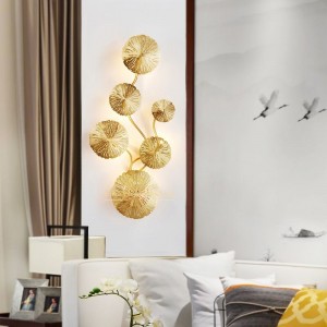 Stainless steel bedside wall lamp bedroom corridor creative personality simple decorative art lotus leaf wall lamp