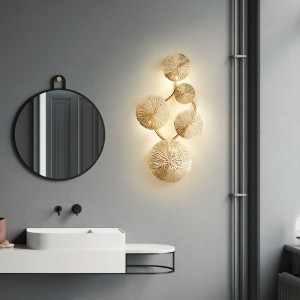 Stainless steel bedside wall lamp bedroom corridor creative personality simple decorative art lotus leaf wall lamp