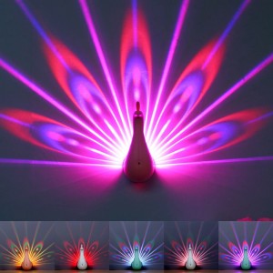 LED Peacock Originality kid's Modern decorative lighting Bedroom Projection peafowl lamp